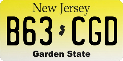 NJ license plate B63CGD