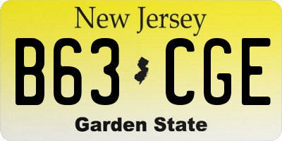 NJ license plate B63CGE