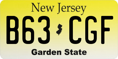 NJ license plate B63CGF