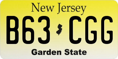 NJ license plate B63CGG