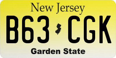 NJ license plate B63CGK