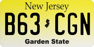 NJ license plate B63CGN