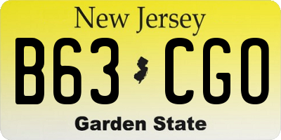 NJ license plate B63CGO