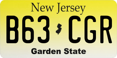 NJ license plate B63CGR