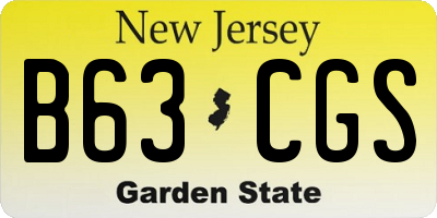 NJ license plate B63CGS