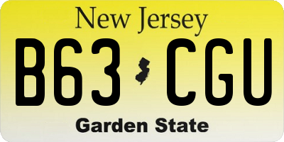NJ license plate B63CGU