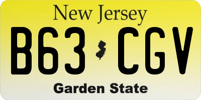 NJ license plate B63CGV