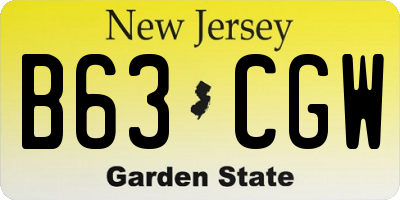 NJ license plate B63CGW