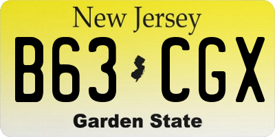 NJ license plate B63CGX