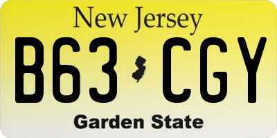 NJ license plate B63CGY