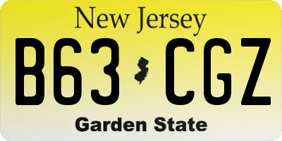 NJ license plate B63CGZ