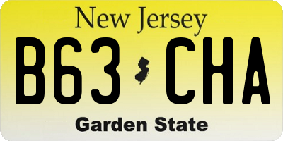 NJ license plate B63CHA