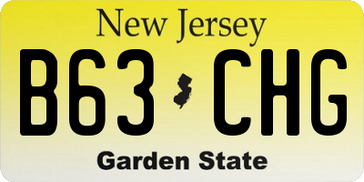 NJ license plate B63CHG
