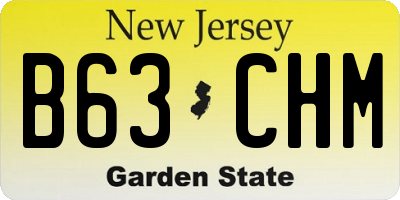 NJ license plate B63CHM