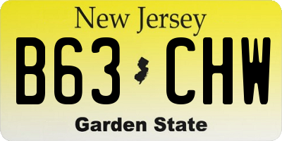 NJ license plate B63CHW