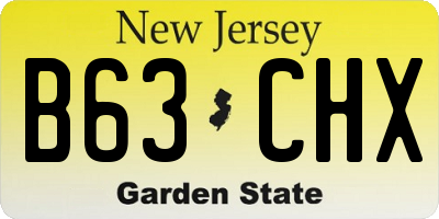 NJ license plate B63CHX
