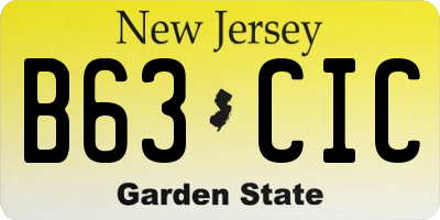 NJ license plate B63CIC