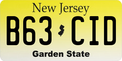 NJ license plate B63CID