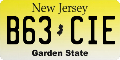 NJ license plate B63CIE