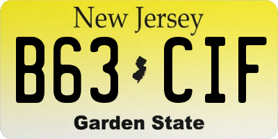 NJ license plate B63CIF