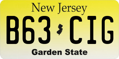 NJ license plate B63CIG