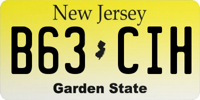 NJ license plate B63CIH