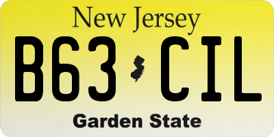 NJ license plate B63CIL