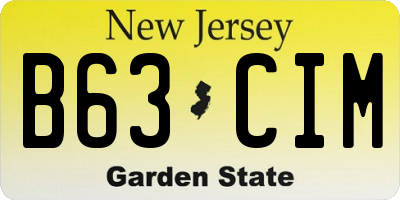 NJ license plate B63CIM