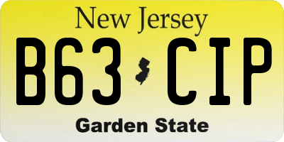 NJ license plate B63CIP