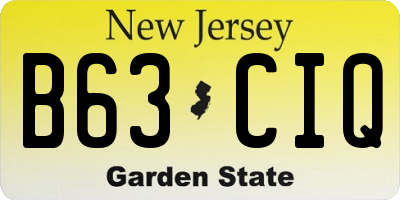 NJ license plate B63CIQ