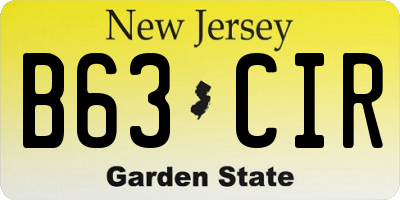 NJ license plate B63CIR