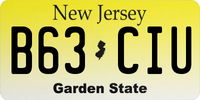 NJ license plate B63CIU