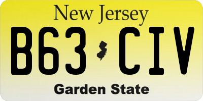 NJ license plate B63CIV