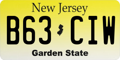 NJ license plate B63CIW