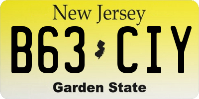 NJ license plate B63CIY