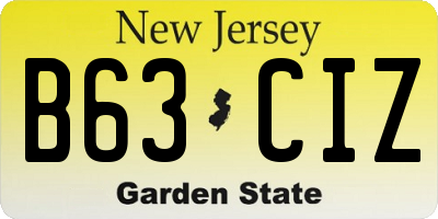 NJ license plate B63CIZ