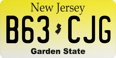 NJ license plate B63CJG