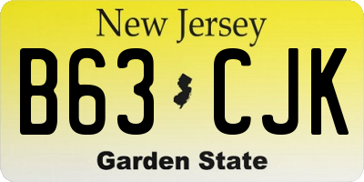 NJ license plate B63CJK