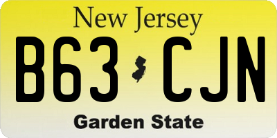 NJ license plate B63CJN