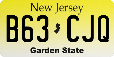 NJ license plate B63CJQ