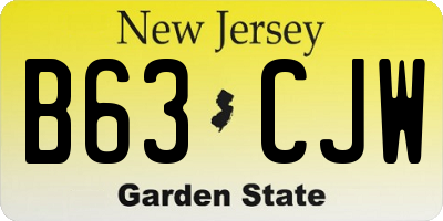 NJ license plate B63CJW