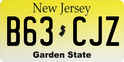 NJ license plate B63CJZ