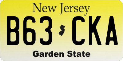 NJ license plate B63CKA
