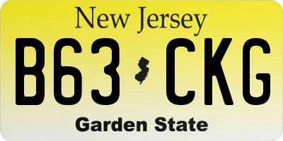 NJ license plate B63CKG