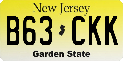 NJ license plate B63CKK