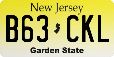 NJ license plate B63CKL