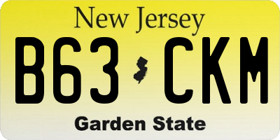 NJ license plate B63CKM