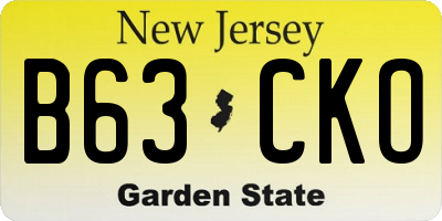 NJ license plate B63CKO