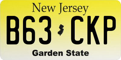 NJ license plate B63CKP