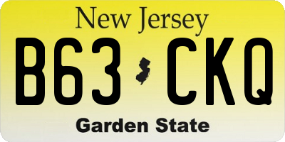 NJ license plate B63CKQ